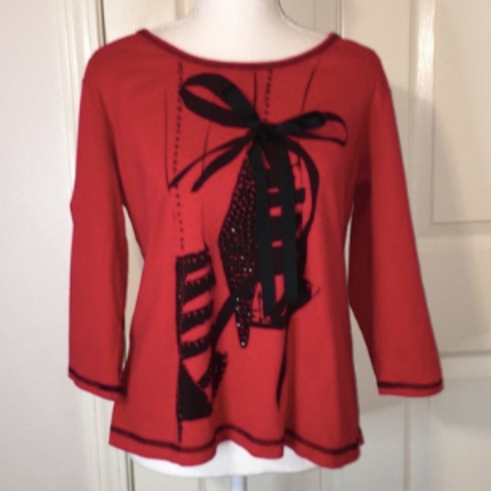 Red Stiletto Glitter Bow Top